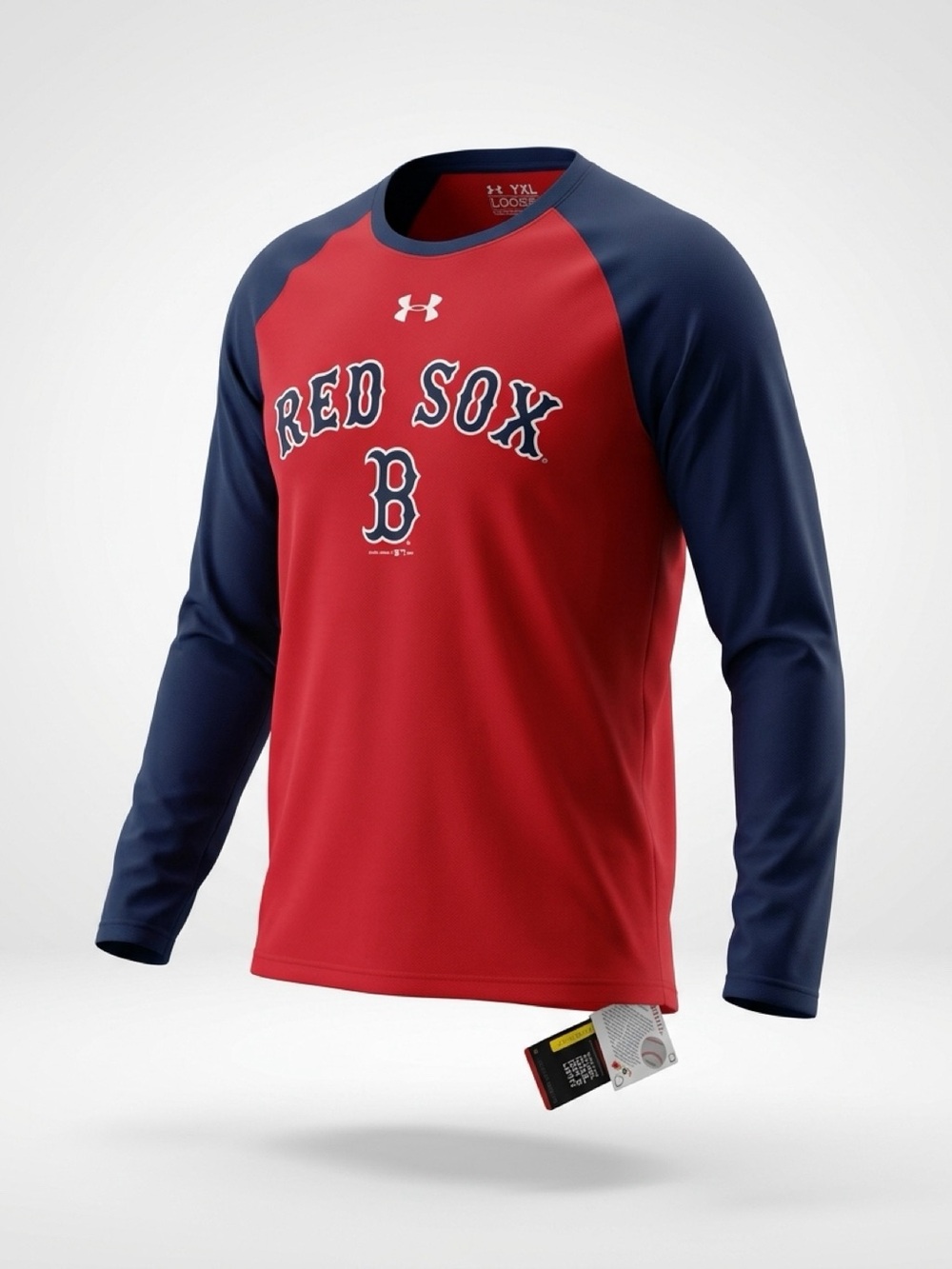 Under Armour Boston Red Sox Long Sleeve Raglan Tee with Navy Sleeves #baseball